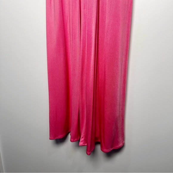 Issa London Ruched Silk Jersey Dress Plunge Neck in Punch Pink Size 6 - Picture 3 of 9